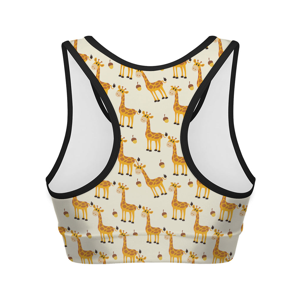 Cute Baby Giraffe Pattern Print Women's Sports Bra