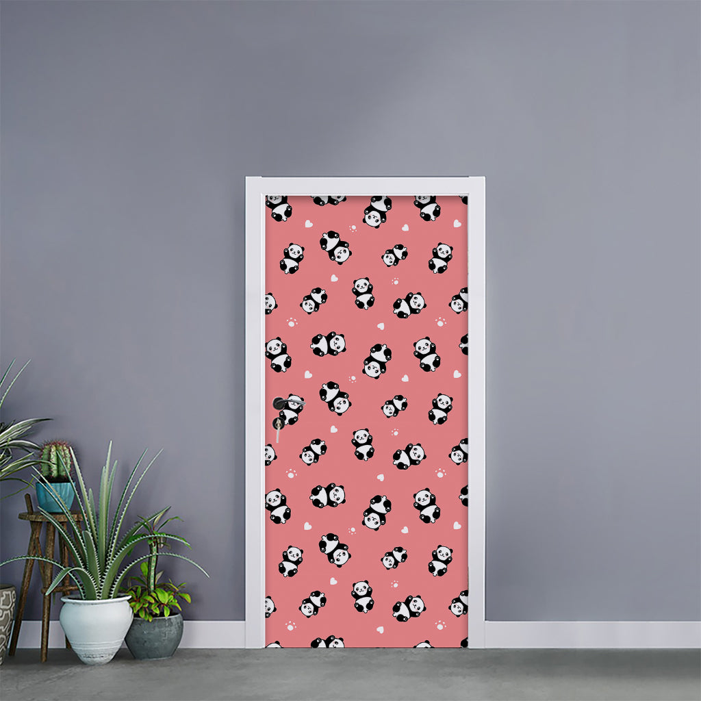 Cute Baby Panda Pattern Print Door Sticker