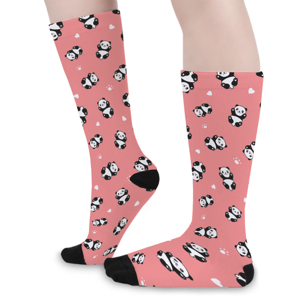 Cute Baby Panda Pattern Print Long Socks