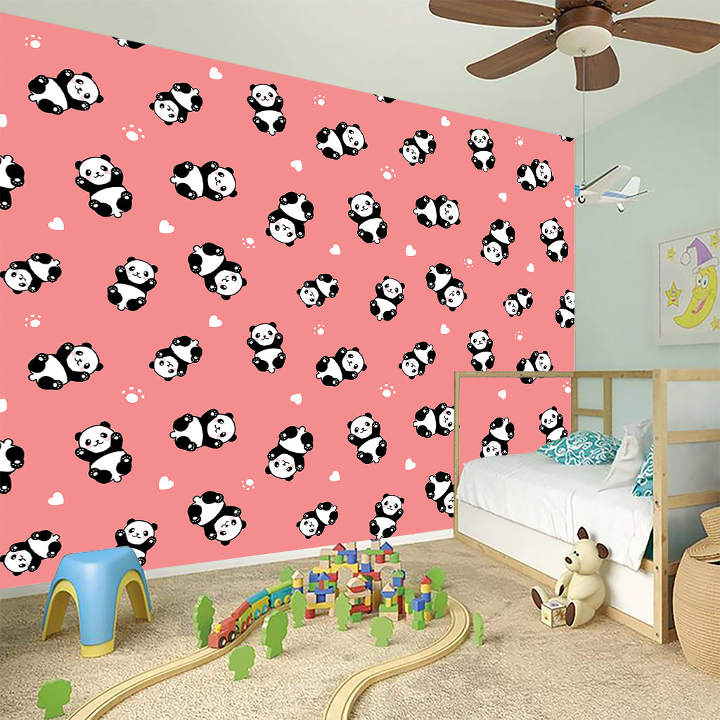 Cute Baby Panda Pattern Print Wall Sticker