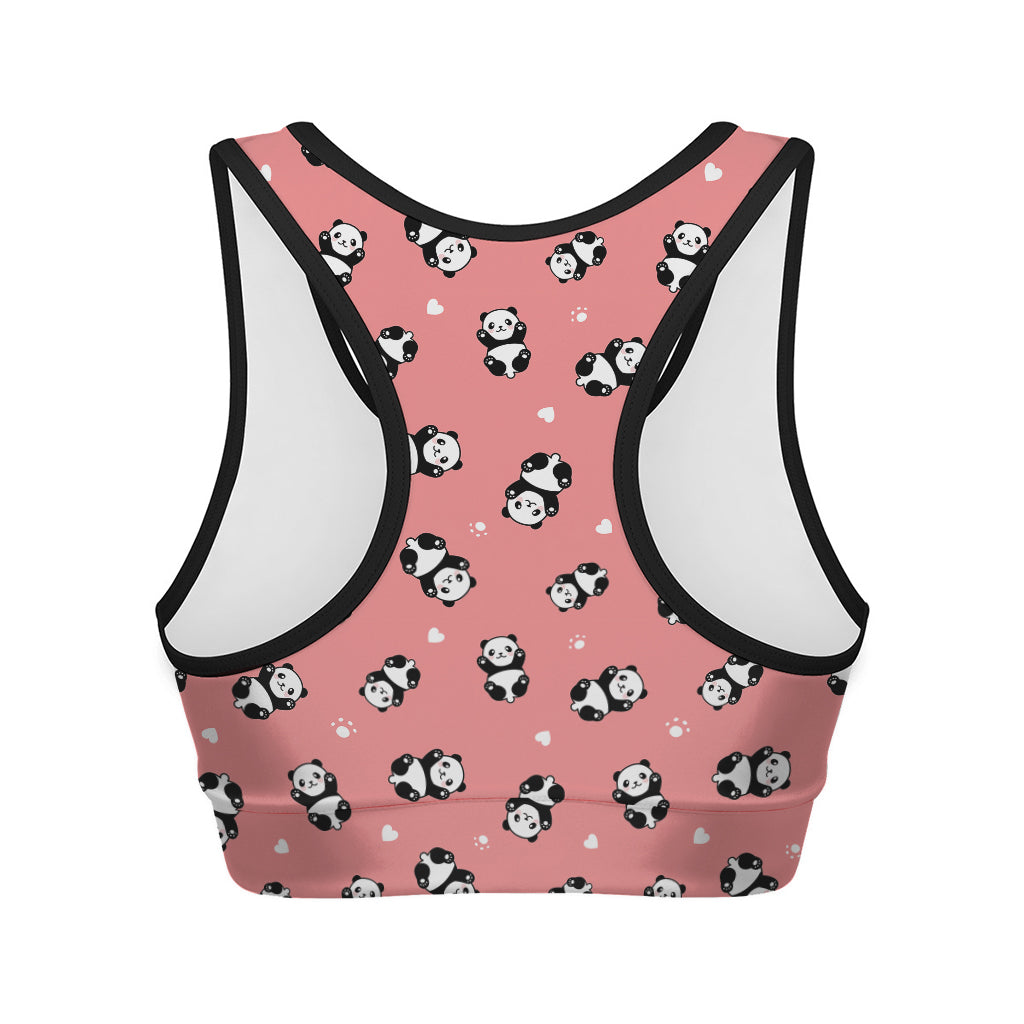 Cute Baby Panda Pattern Print Women's Sports Bra