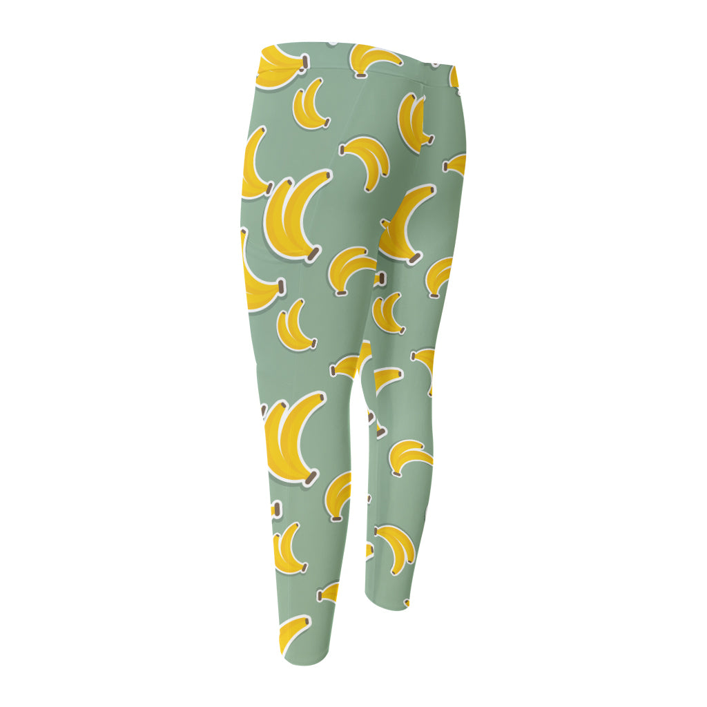 Cute Banana Pattern Print Men's Compression Pants