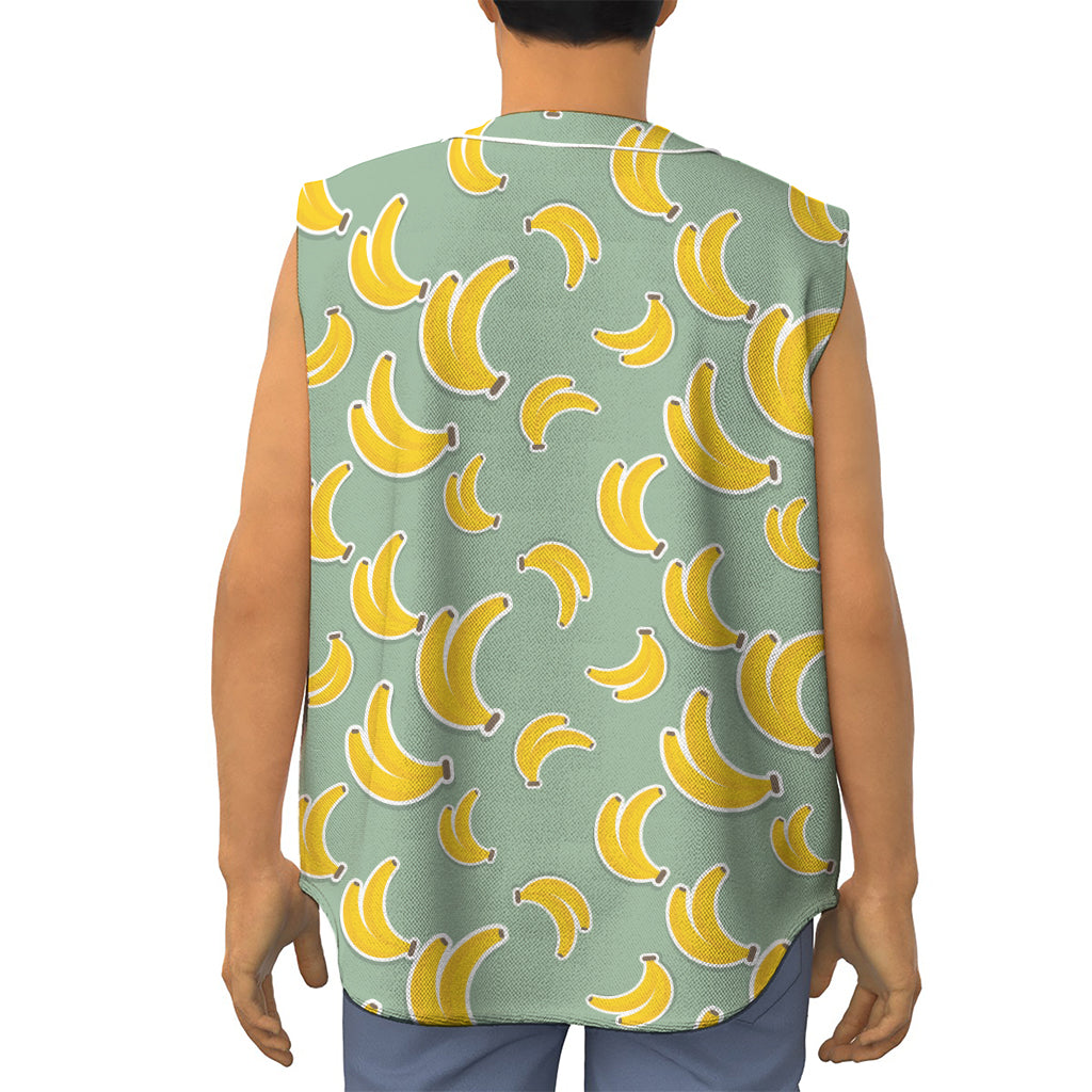 Cute Banana Pattern Print Sleeveless Baseball Jersey