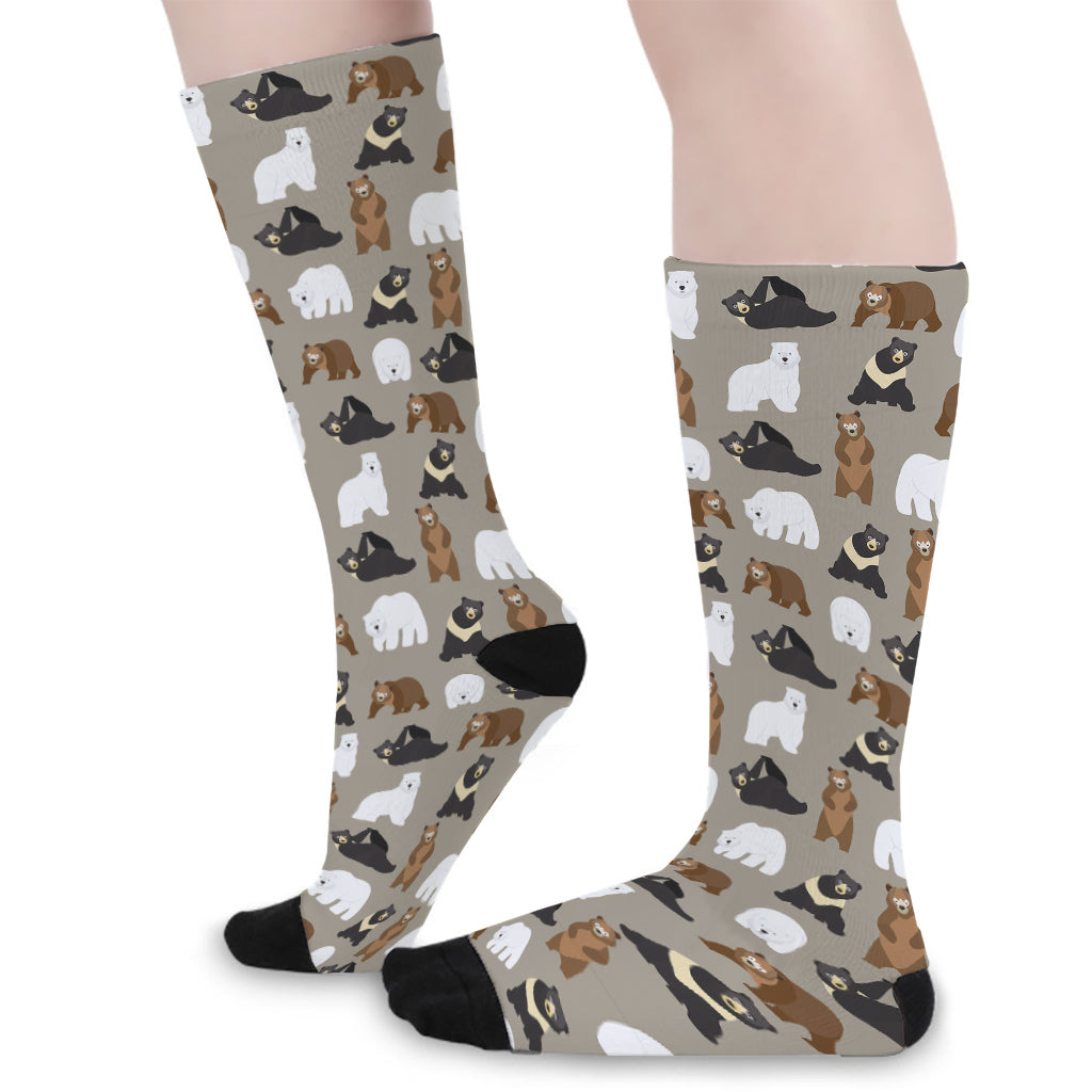 Cute Bear Pattern Print Long Socks
