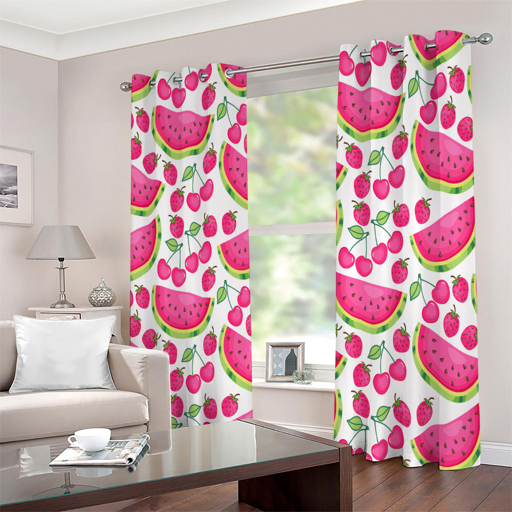 Cute Berry Watermelon Pattern Print Extra Wide Grommet Curtains