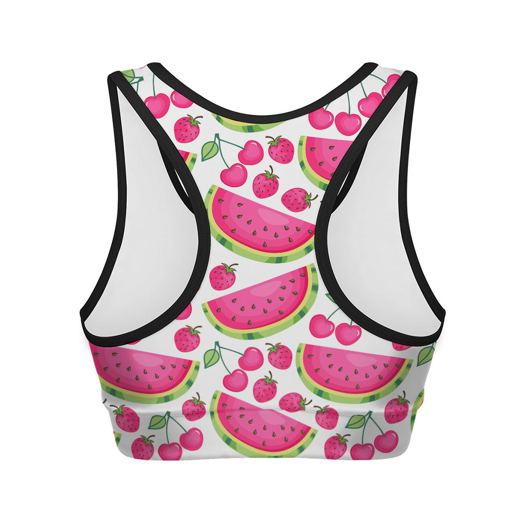 Cute Berry Watermelon Pattern Print Women's Sports Bra