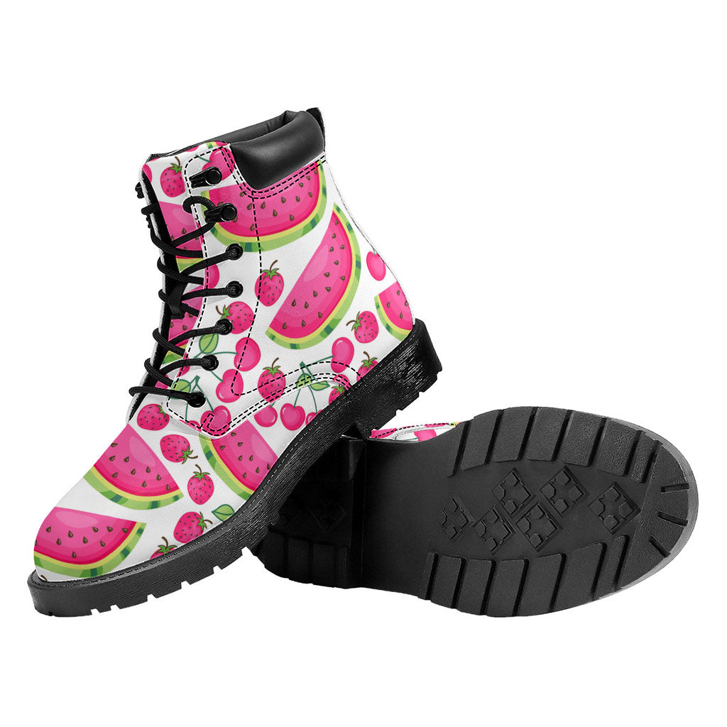 Cute Berry Watermelon Pattern Print Work Boots