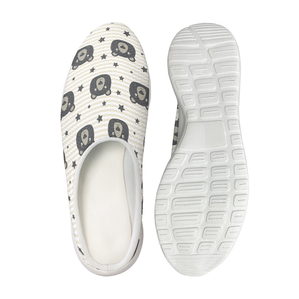 Cute Black Bear Pattern Print Mesh Casual Shoes