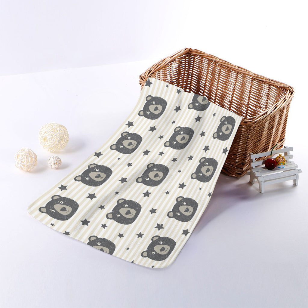 Cute Black Bear Pattern Print Towel