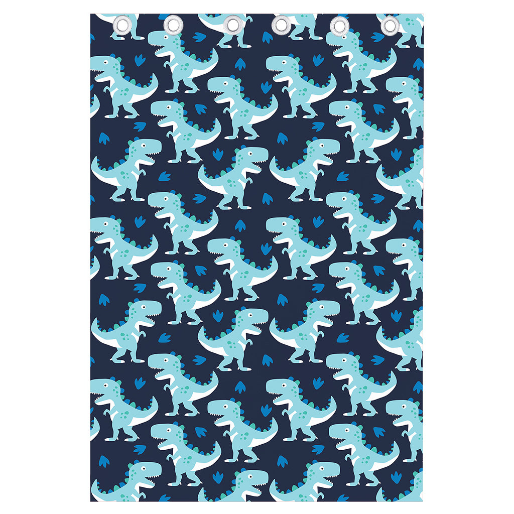 Cute Blue T-Rex Dinosaur Pattern Print Curtain