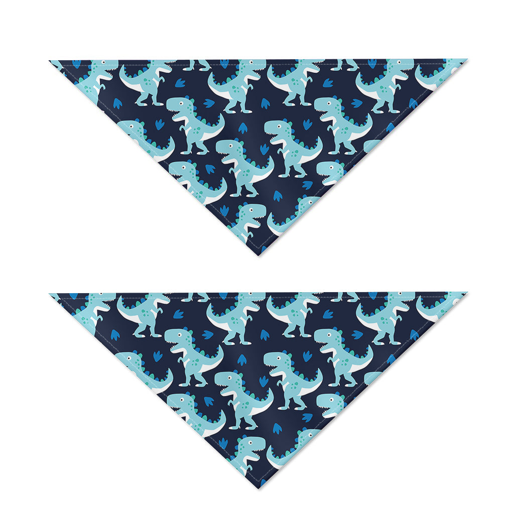 Cute Blue T-Rex Dinosaur Pattern Print Dog Bandana