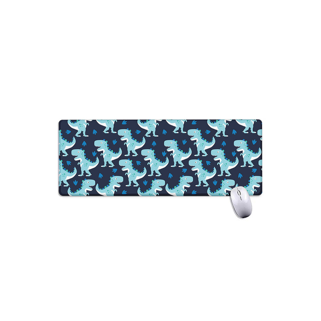 Cute Blue T-Rex Dinosaur Pattern Print Extended Mouse Pad