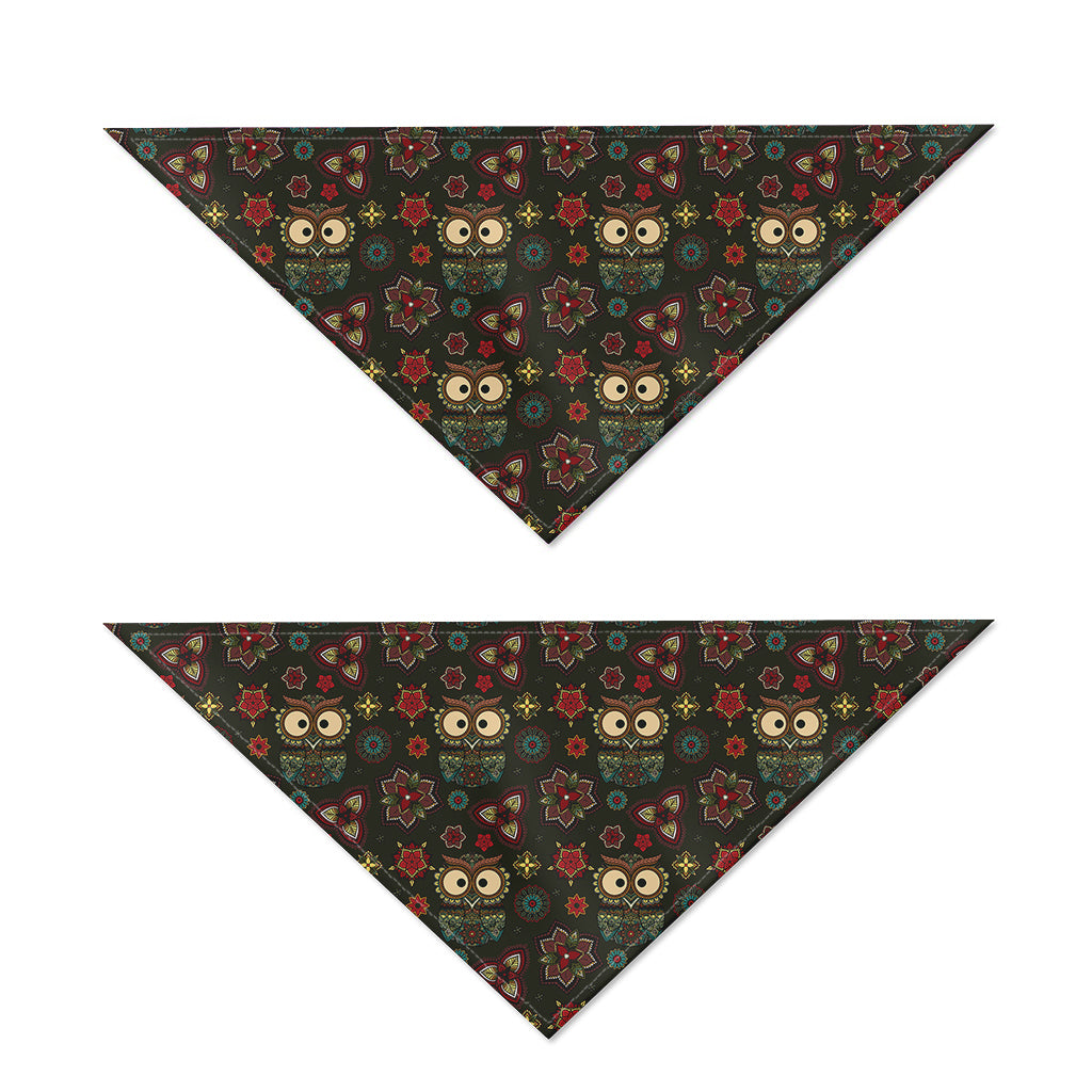 Cute Boho Owl Pattern Print Dog Bandana