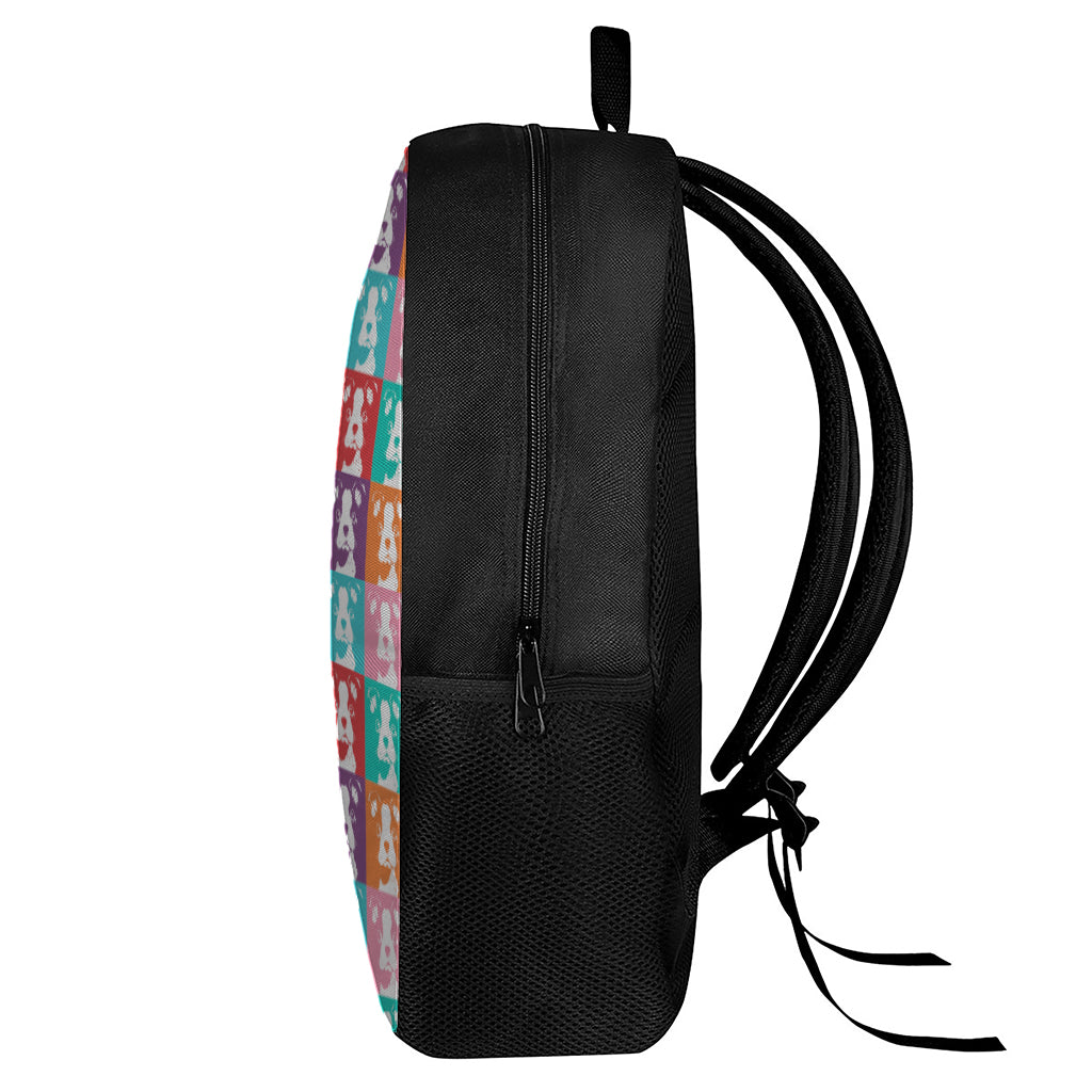 Cute Boston Terrier Faces Print 17 Inch Backpack