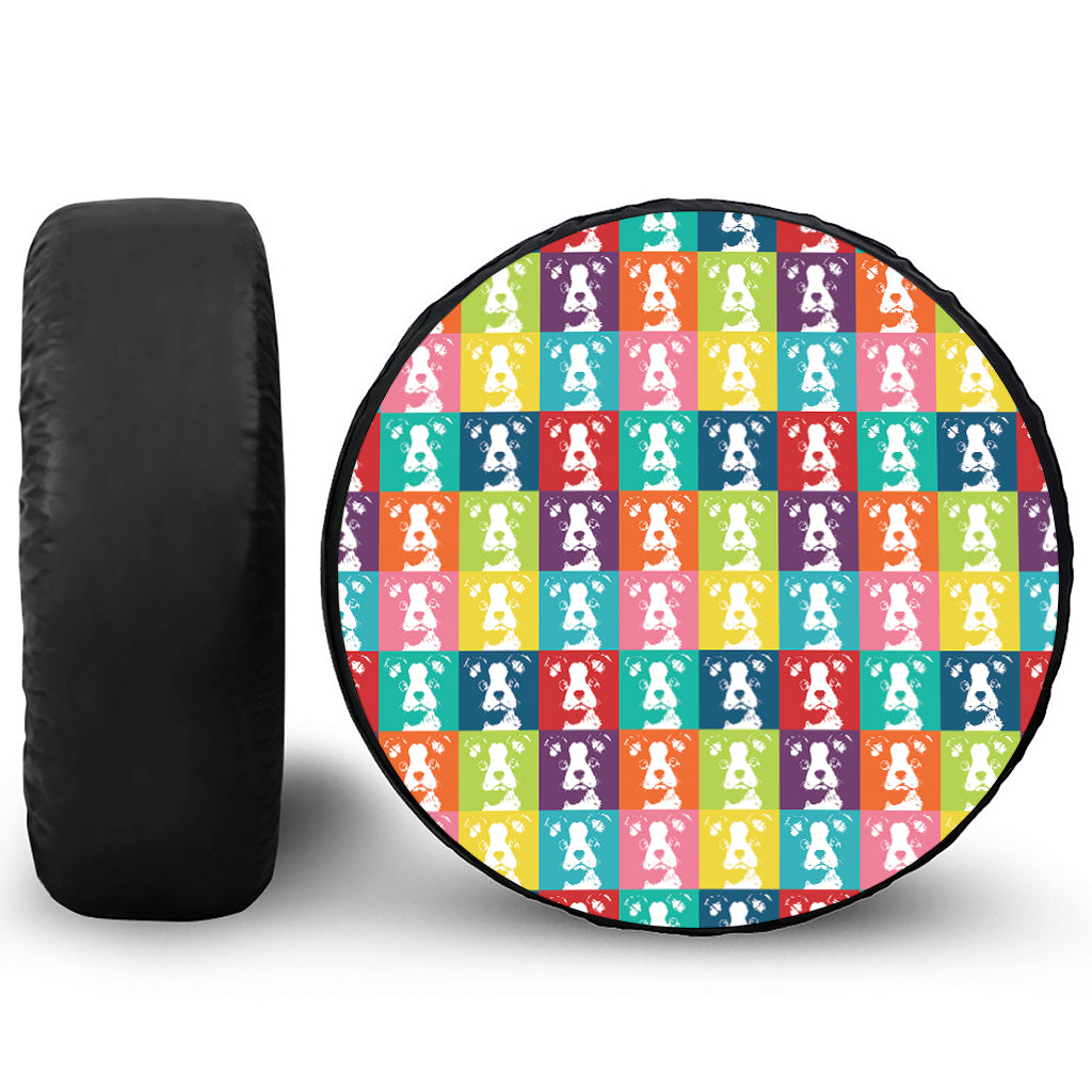 Cute Boston Terrier Faces Print Tire Cover