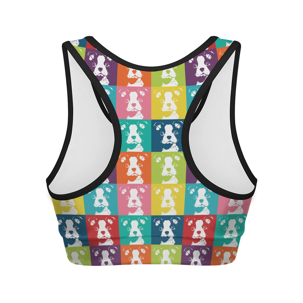 Cute Boston Terrier Faces Print Women's Sports Bra