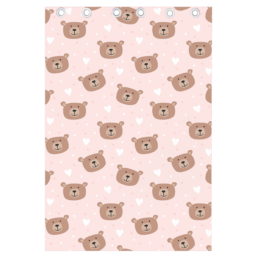 Cute Brown Bear Pattern Print Curtain