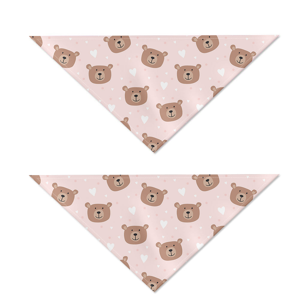 Cute Brown Bear Pattern Print Dog Bandana