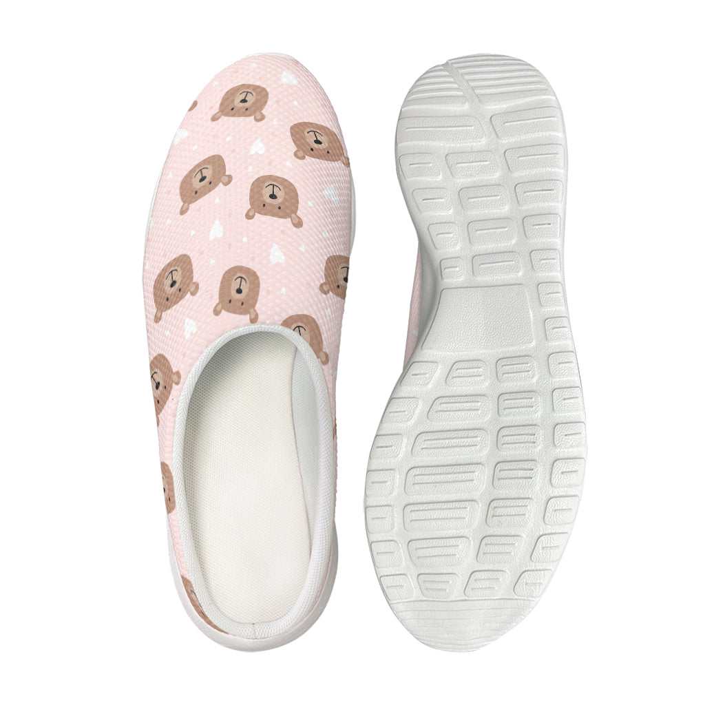 Cute Brown Bear Pattern Print Mesh Casual Shoes
