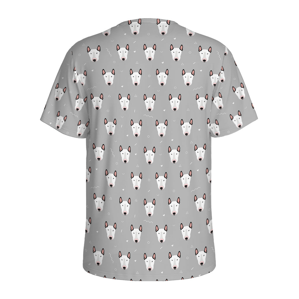 Cute Bull Terrier Faces Pattern Print Men's Sports T-Shirt