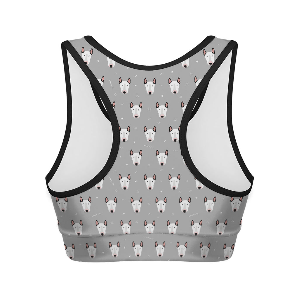 Cute Bull Terrier Faces Pattern Print Women's Sports Bra