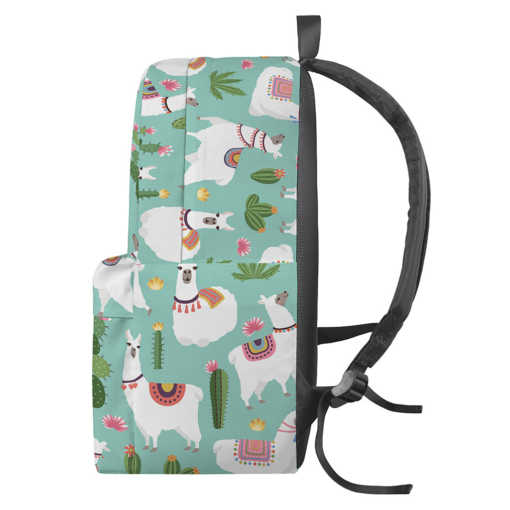 Cute Cactus And Llama Pattern Print Backpack