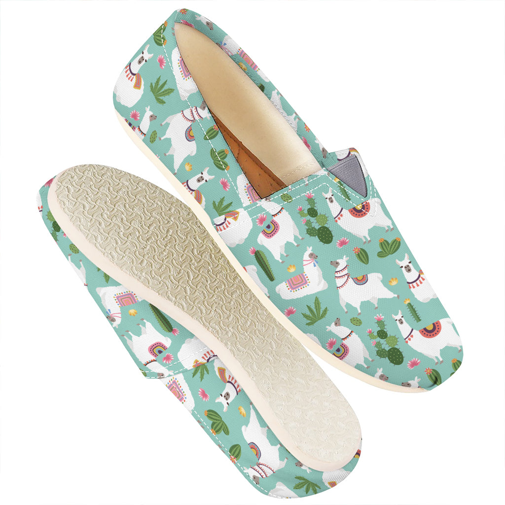 Cute Cactus And Llama Pattern Print Casual Shoes