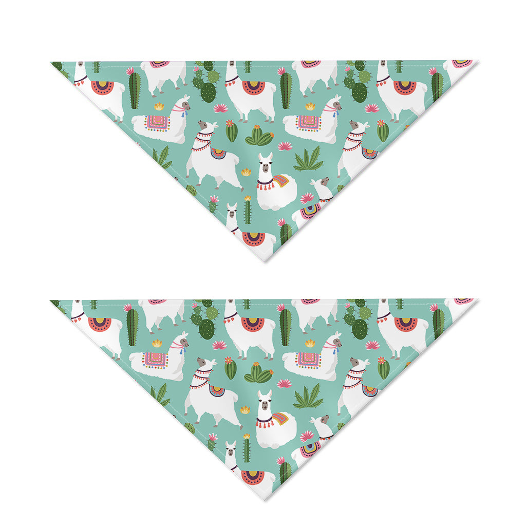 Cute Cactus And Llama Pattern Print Dog Bandana