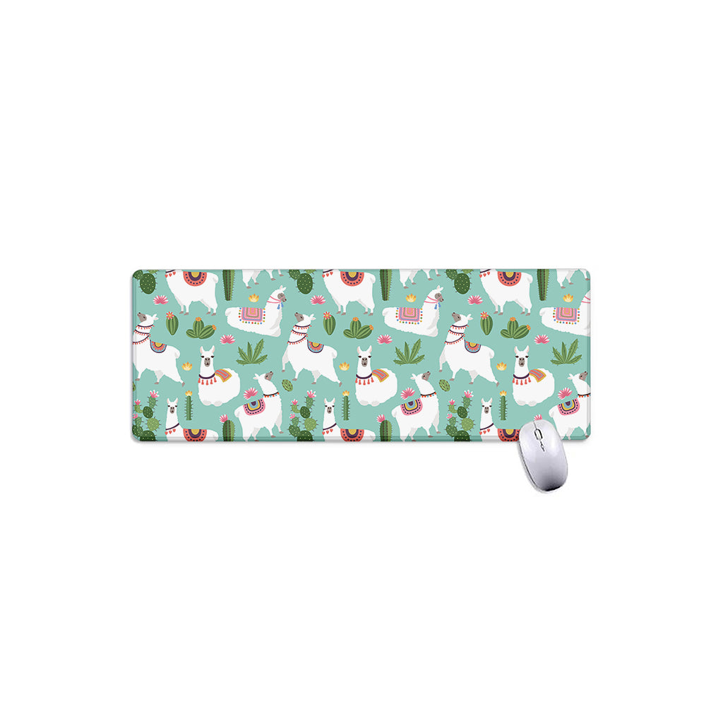 Cute Cactus And Llama Pattern Print Extended Mouse Pad