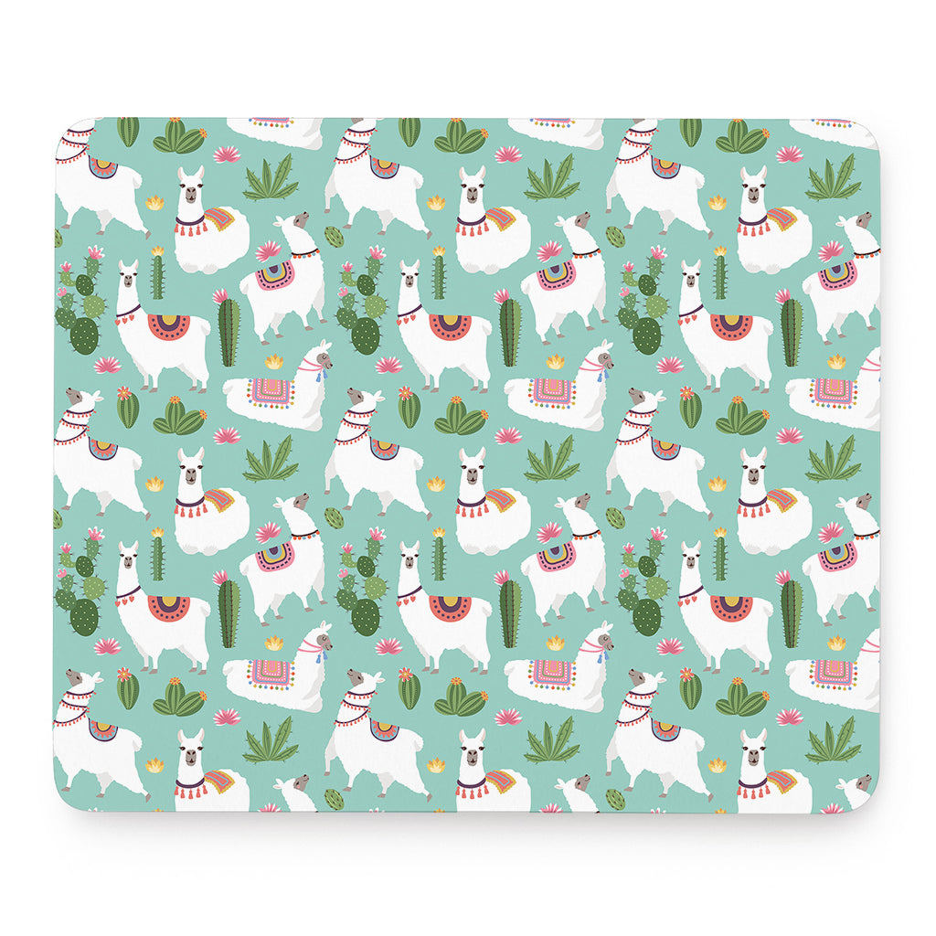 Cute Cactus And Llama Pattern Print Mouse Pad