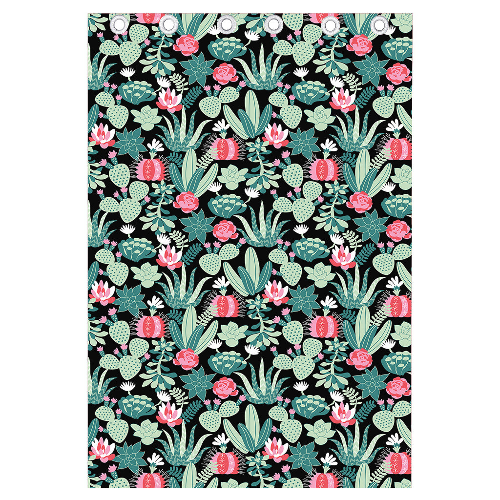 Cute Cactus And Succulent Print Curtain