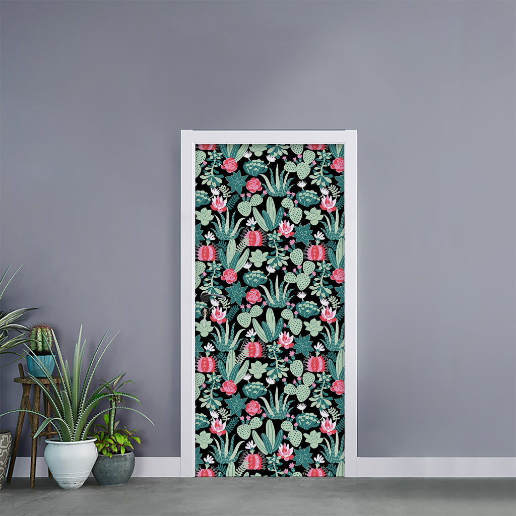 Cute Cactus And Succulent Print Door Sticker