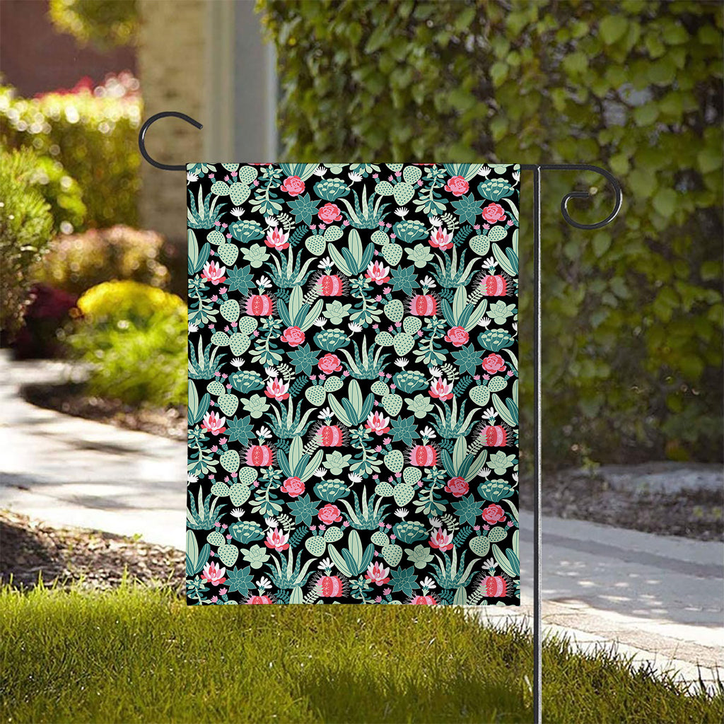 Cute Cactus And Succulent Print House Flag