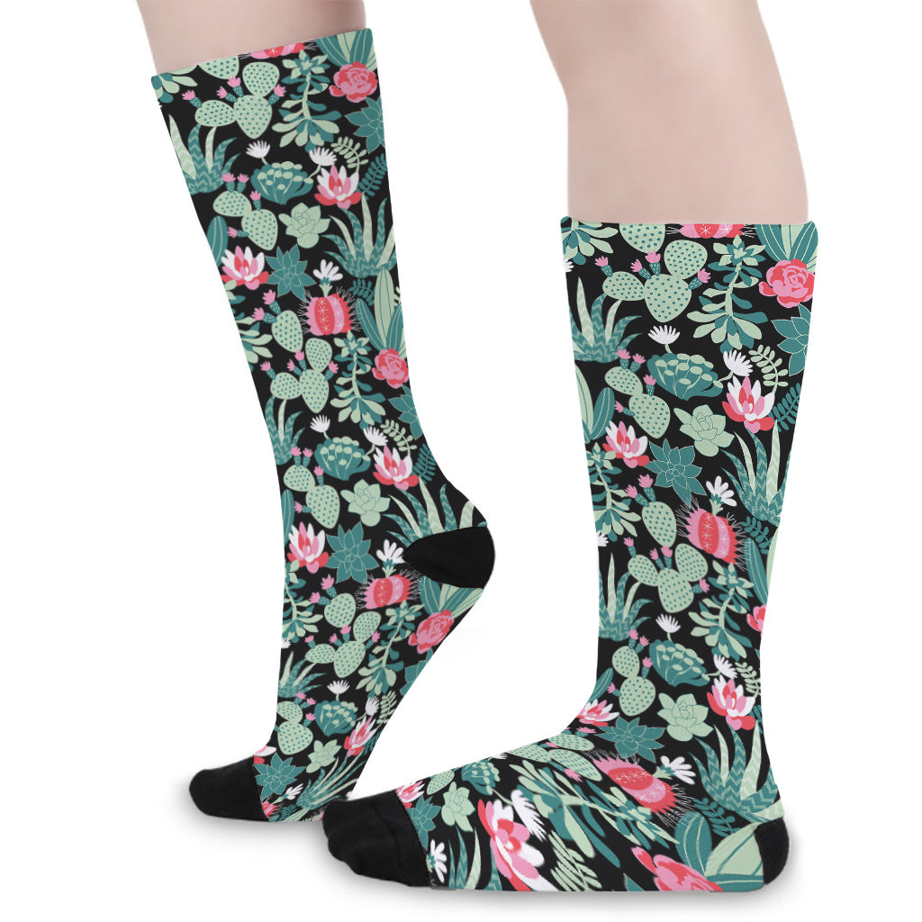Cute Cactus And Succulent Print Long Socks