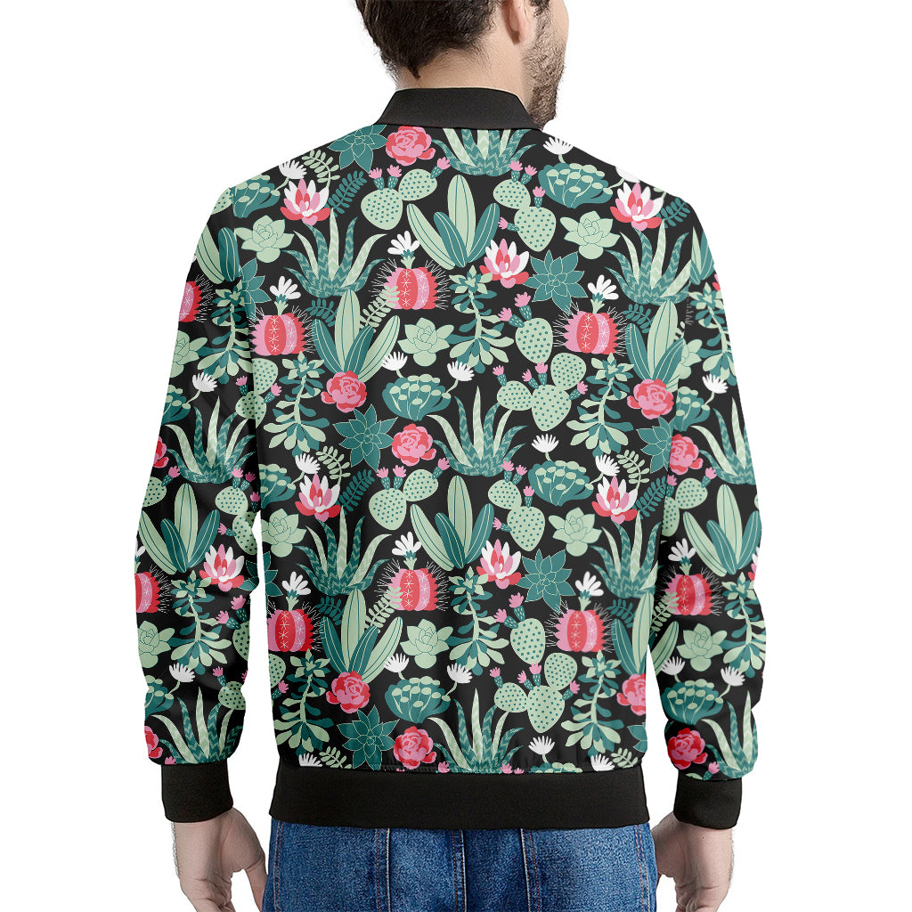 Cute Cactus And Succulent Print Men's Bomber Jacket