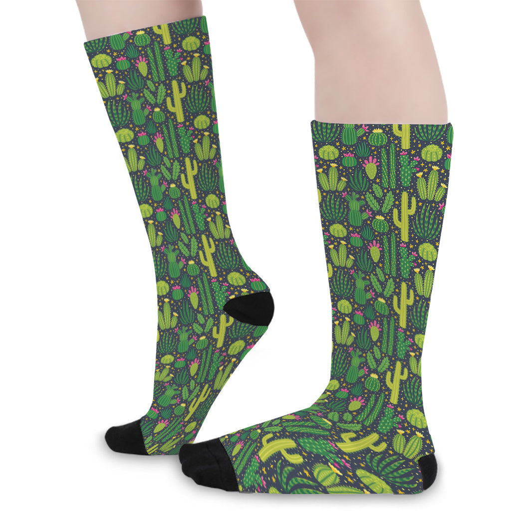 Cute Cactus Plant Pattern Print Long Socks