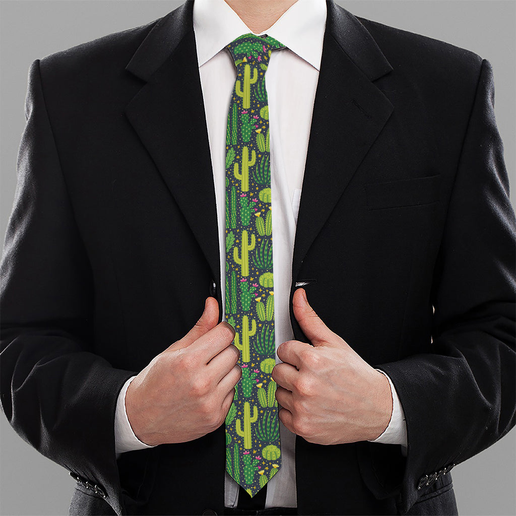 Cute Cactus Plant Pattern Print Necktie