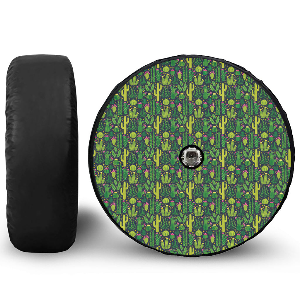 Cute Cactus Plant Pattern Print Tire Cover With Camera Hole