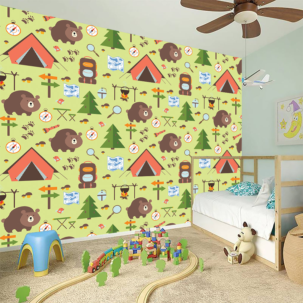Cute Camping Pattern Print Wall Sticker
