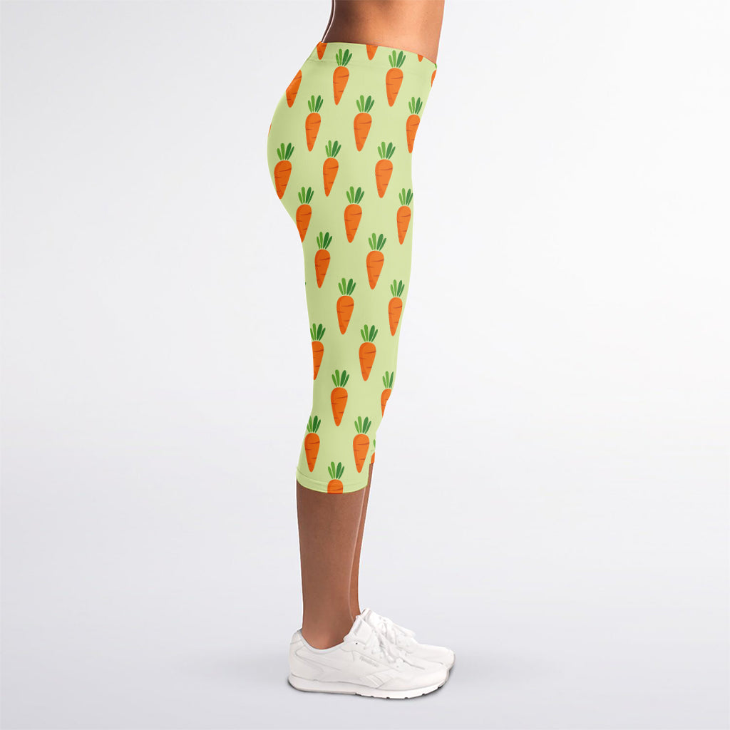Cute Carrot Pattern Print Women's Capri Leggings