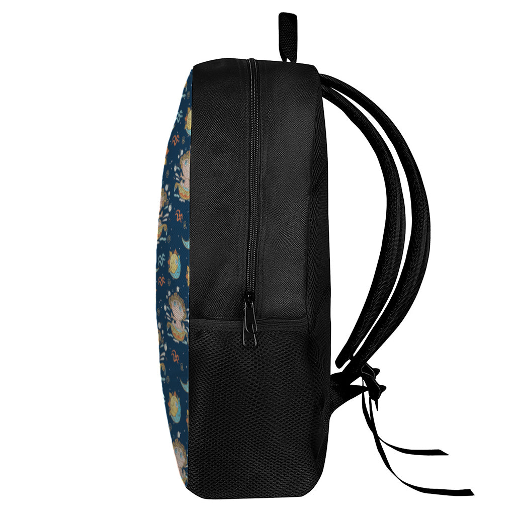 Cute Cartoon Aquarius Pattern Print 17 Inch Backpack