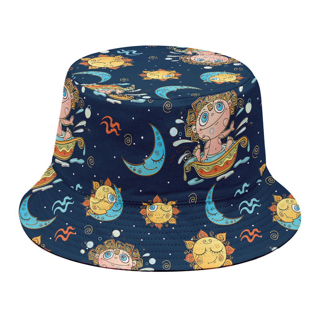 Cute Cartoon Aquarius Pattern Print Bucket Hat