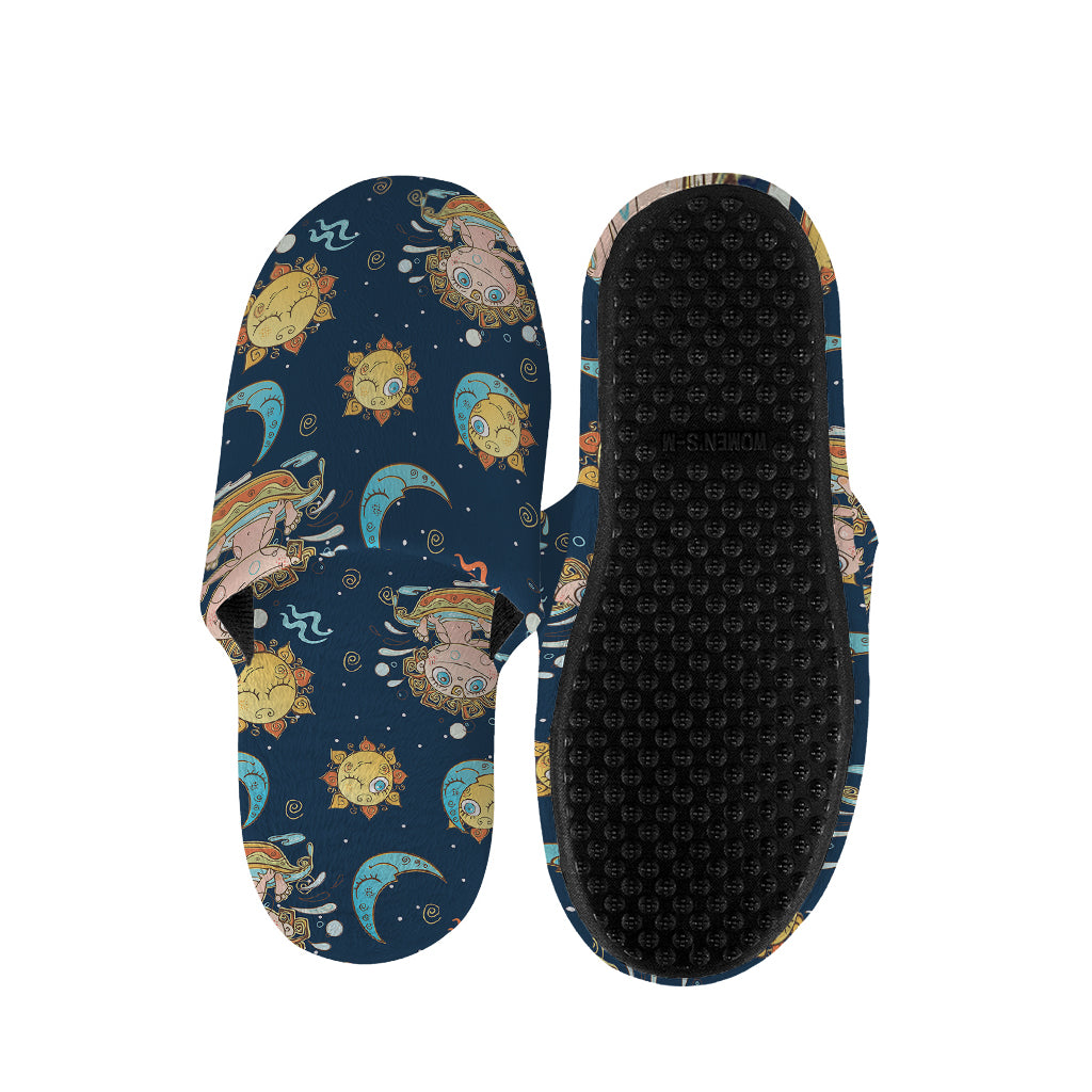 Cute Cartoon Aquarius Pattern Print Slippers