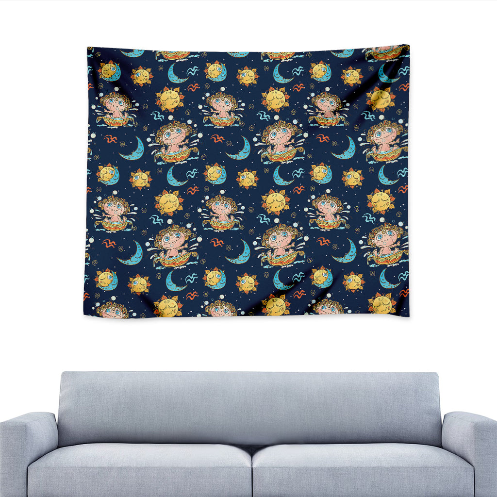 Cute Cartoon Aquarius Pattern Print Tapestry