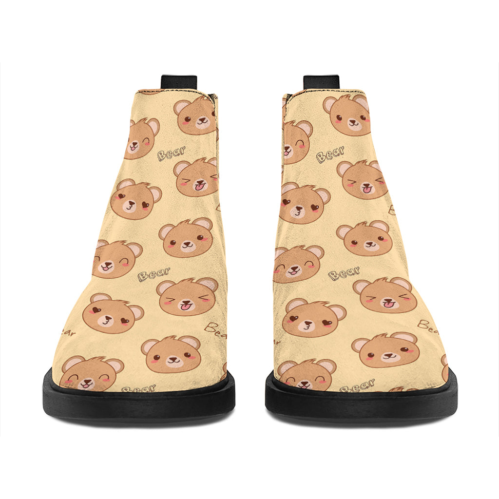 Cute Cartoon Baby Bear Pattern Print Flat Ankle Boots