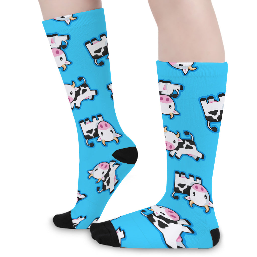 Cute Cartoon Baby Cow Pattern Print Long Socks