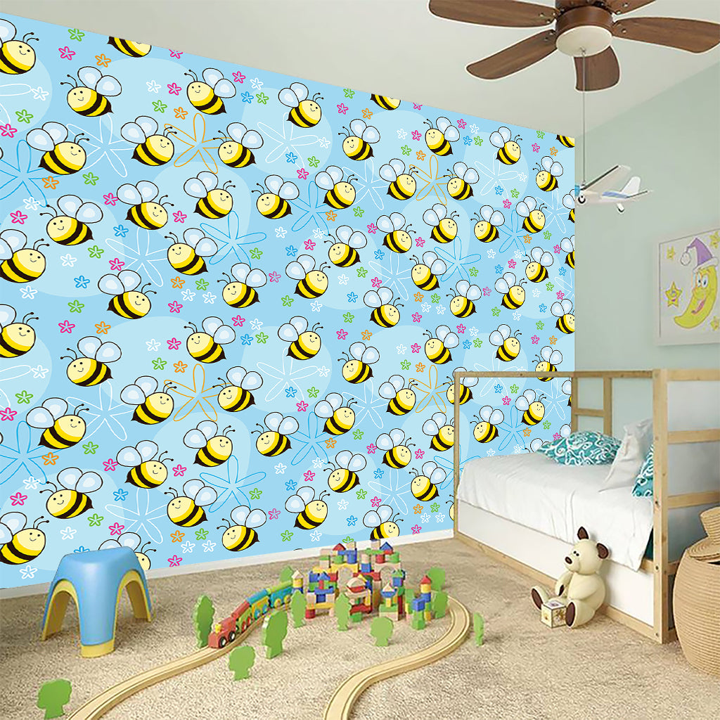 Cute Cartoon Bee Pattern Print Wall Sticker