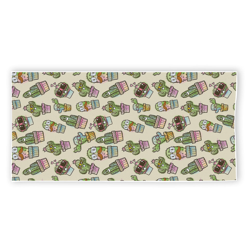 Cute Cartoon Cactus Pattern Print Beach Towel