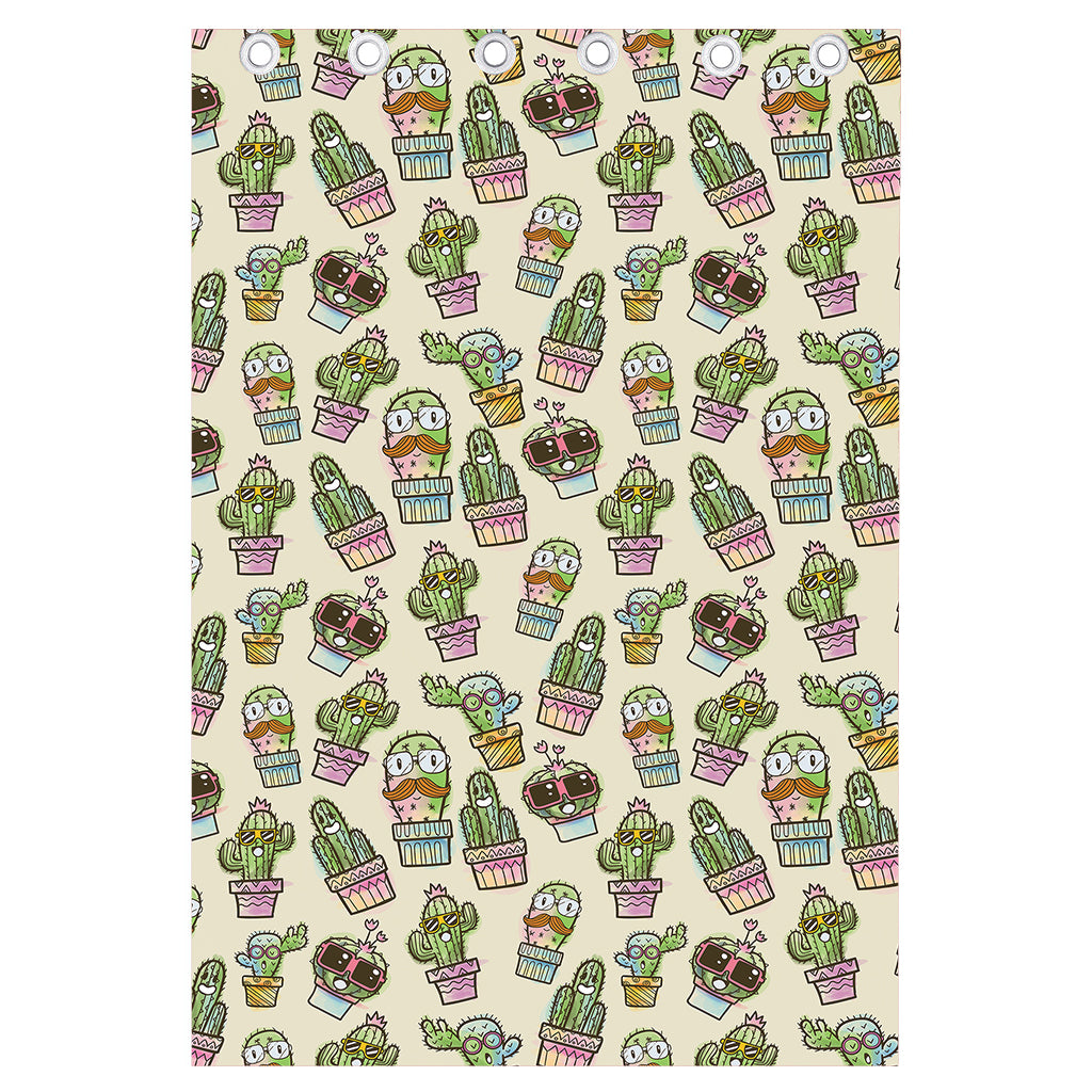 Cute Cartoon Cactus Pattern Print Curtain