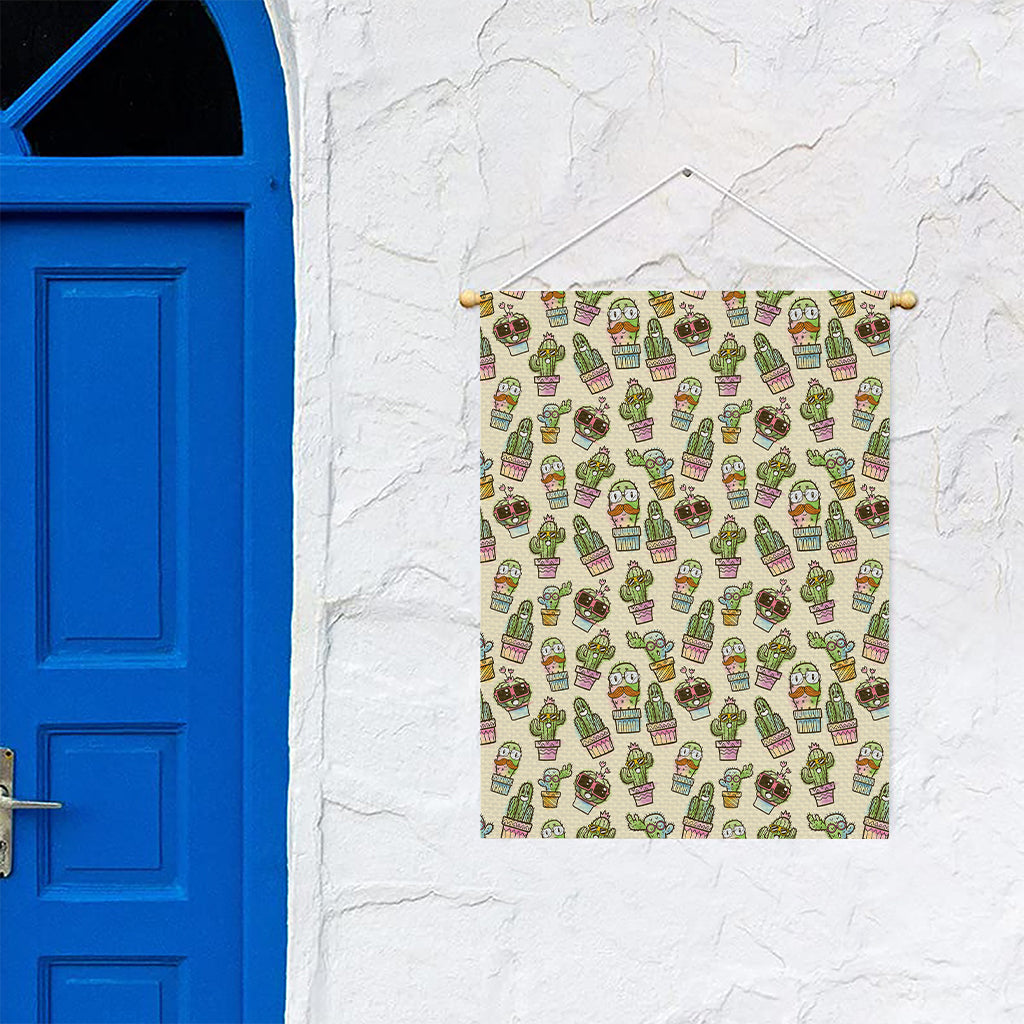 Cute Cartoon Cactus Pattern Print Garden Flag
